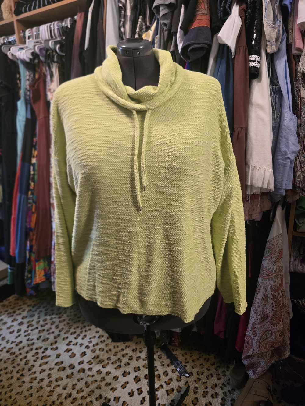 Jones New York Lime Green Cowl Neck Sweater